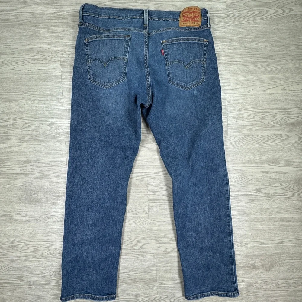 Levis Mens Jeans 559 Relaxed Straight Blue 34x32 Stretch Denim Five Pocket